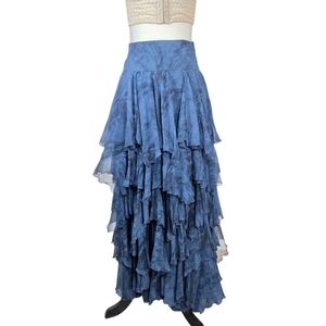 Free People Fairycore Bohemian hippie  Ruffled Maxi Skirt